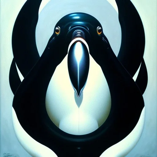 oil on canvas portrait of ORcinus Orca , perfect composition, perfect anatomy, perfect contrast, intrincate detail, with two eyes, only one mouth, intense stare, realistic image, high resolution 8k, by Caravaggio