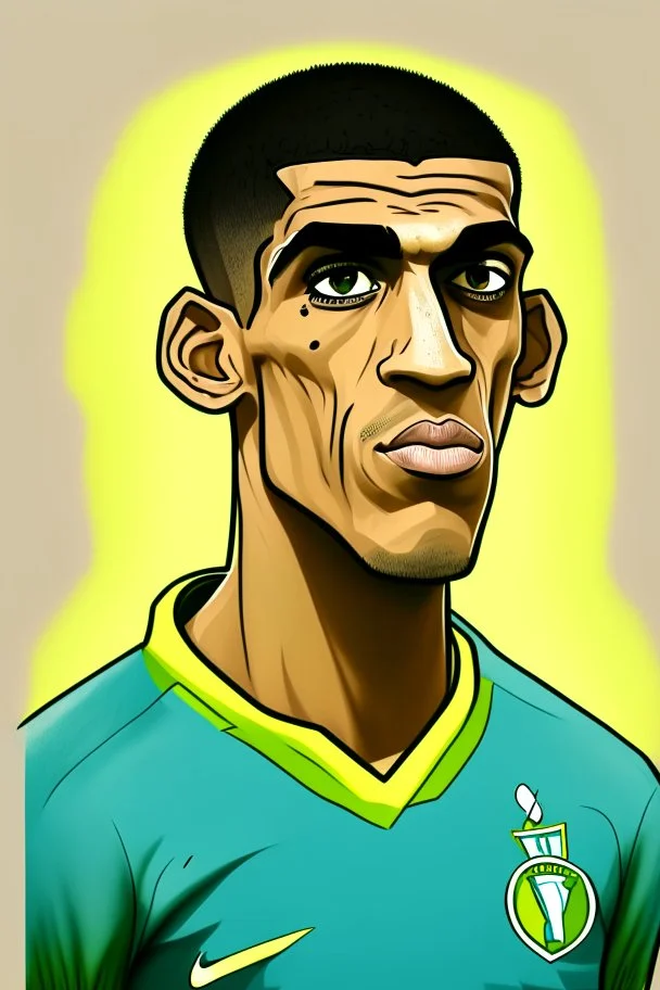 Bruno Kimaraes Rodriguez Moura Brazilian football player ,cartoon 2d