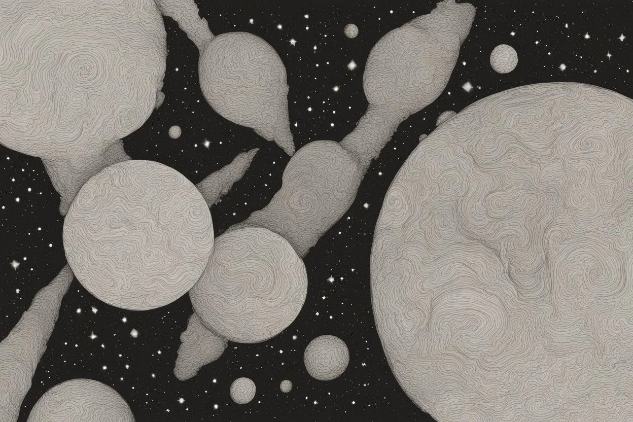 A drawing of stars in space