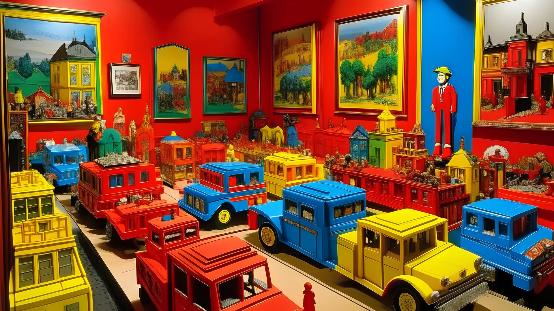 A town made out of toys painted by Andy Warhol