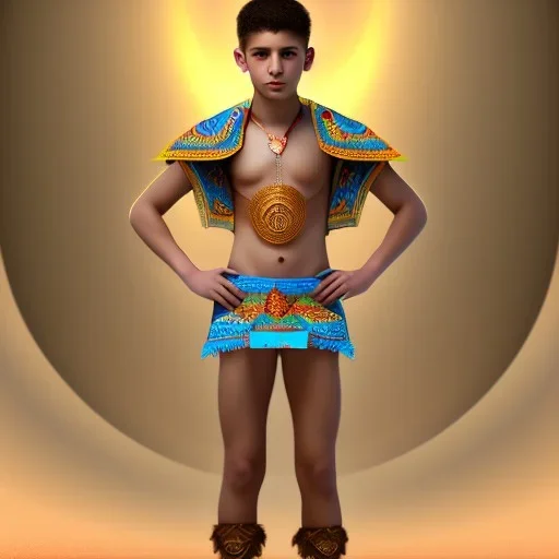 beautiful 12 year old arabic boy with curly hair and light blue eyes dressed in loincloth