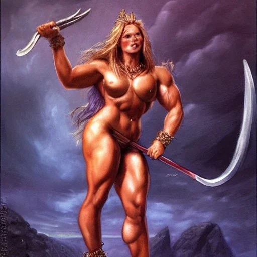 illustration dnd icelandic female bodybuilder barbarian by adrian smith ted nasmith boris vallejo