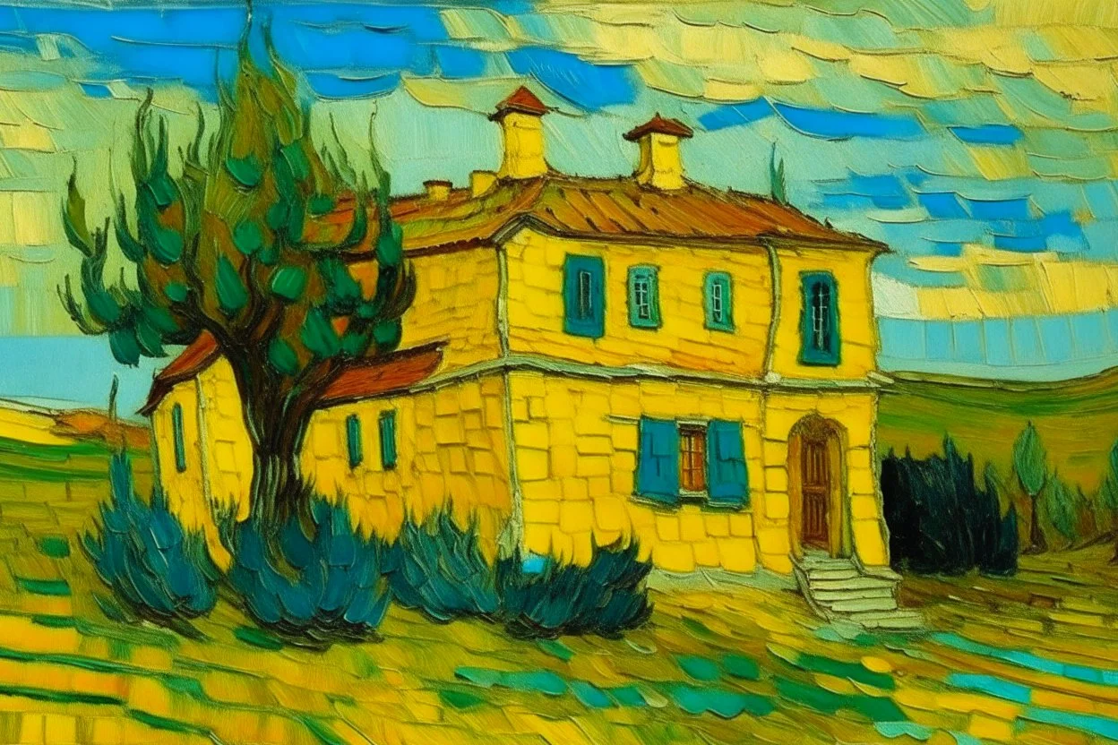 A yellow burg in daylight painted by Vincent van Gogh