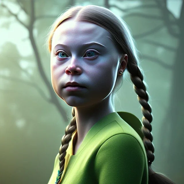  Greta Thunberg portrait plant girl, fantasy art, octane render, redshift render,ambient lighting