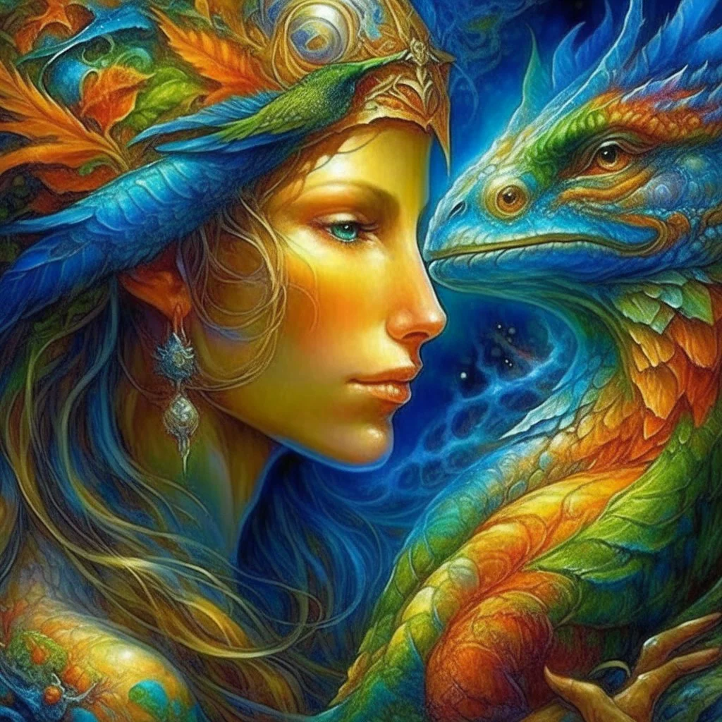 An🐉 perfect anatomy, fantasy, vibrant digital art professional award winning masterpiece, oil on canvas Atmospheric extremely detailed Josephine Wall