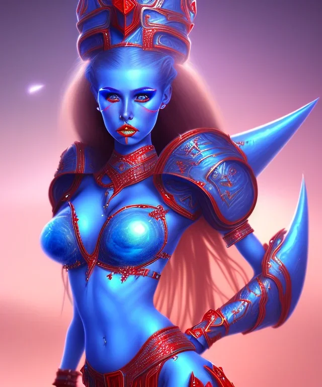 Sexy alien princess warrior blue skin red outfit