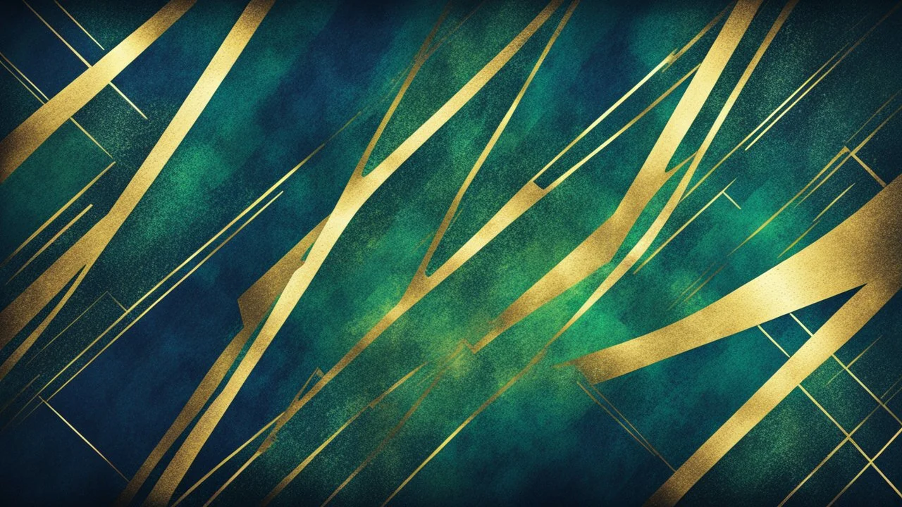 Hyper Realistic Green, Navy-Blue & Glowing-Golden Abstract Retro Grunge-Intersecting-Line-Texture