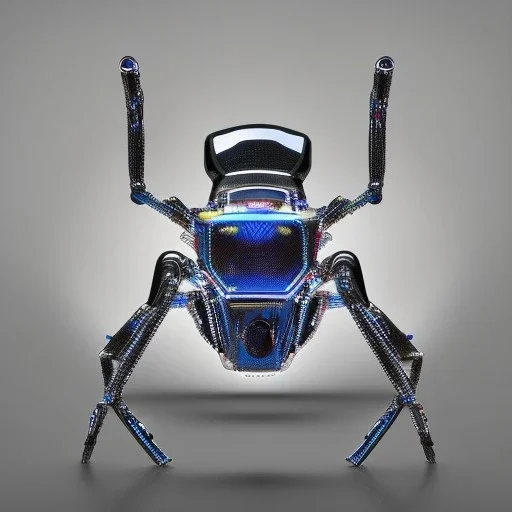 spider robot gadget, silver and blue