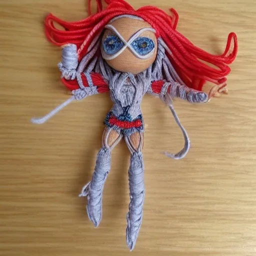 petite female superhero with macrame