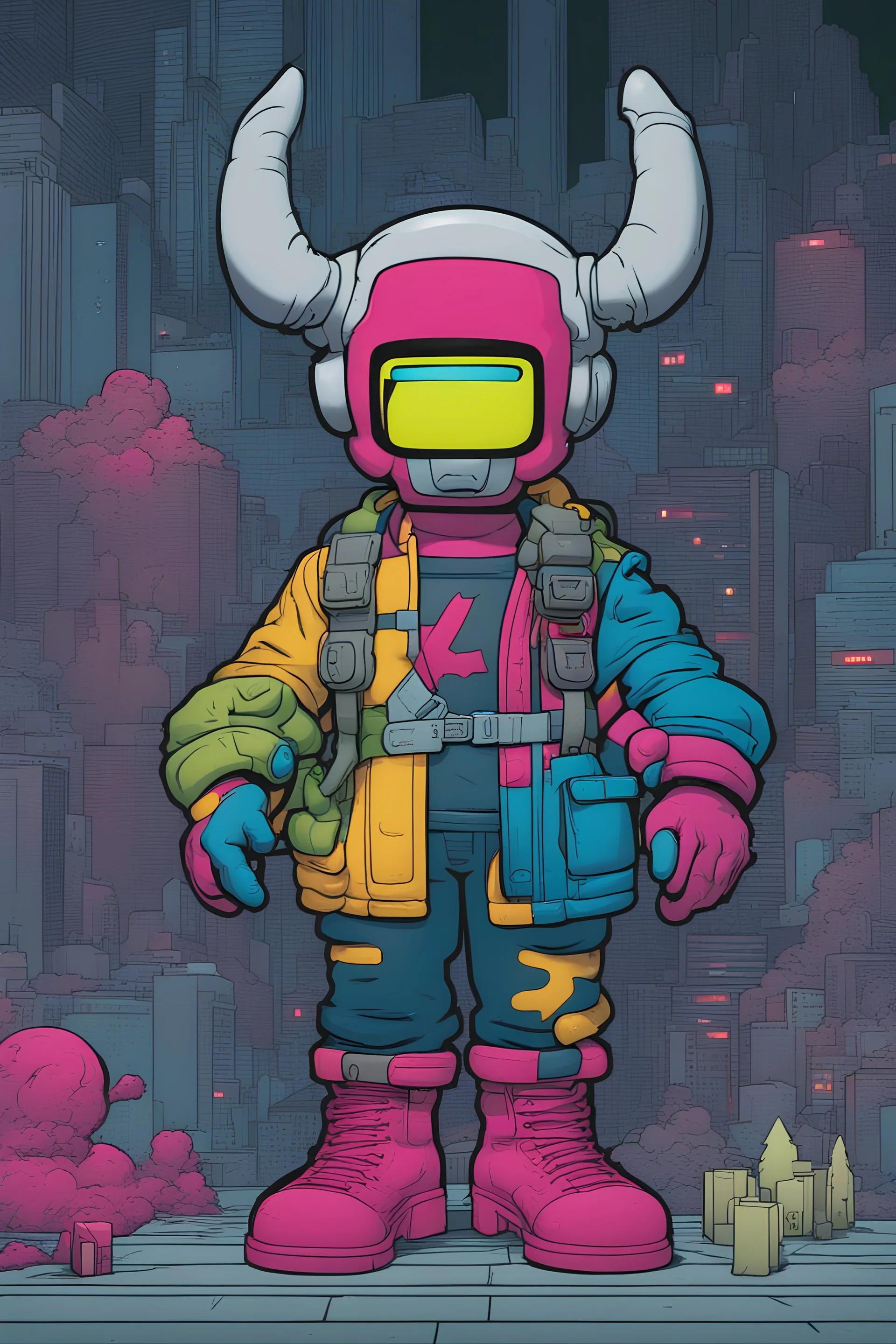 cyberpunk chistmass comic book hero character by kaws