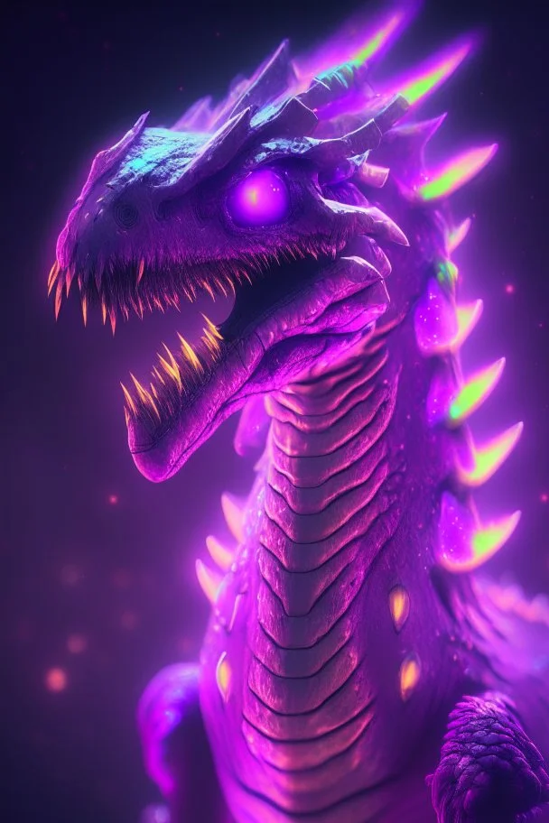 Rainbow dinosaur humanoid alien,GLOWING, PURPLE, pink, 4K, 8K, CINEMATIC