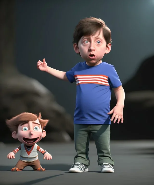 Howard wolowitz toddler, full body, dramatic lighting, angry, hyper realistic,