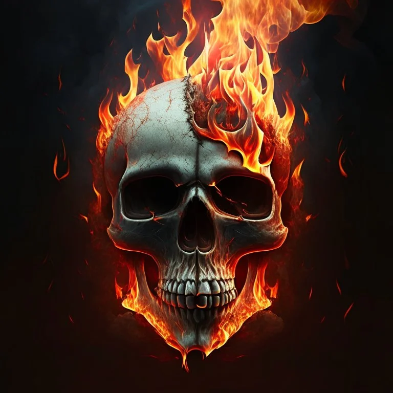 fiery skull