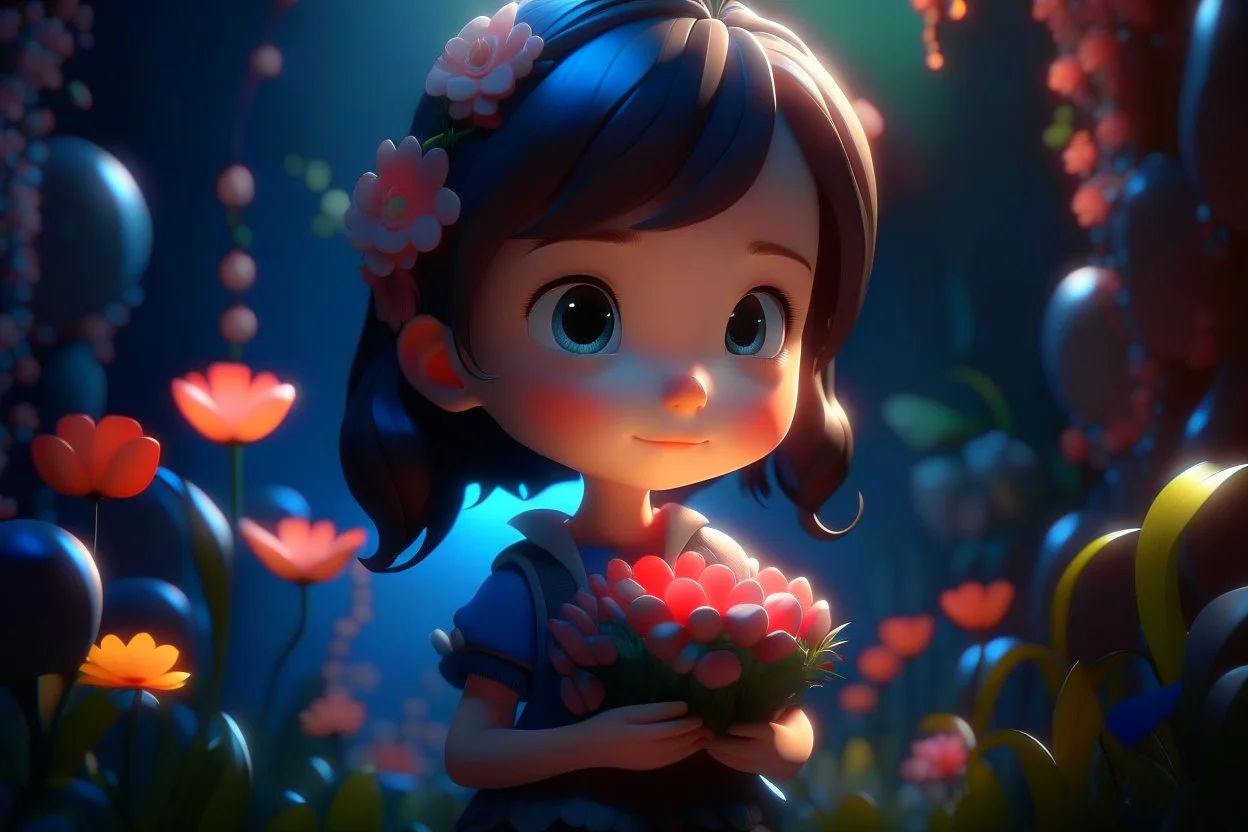 Cute chibi girl, flowers in sunshine, heart and love, ethereal, cinematic postprocessing, bokeh, dof Weight:1 detailed matte painting, deep color, fantastical, intricate detail, splash screen, complementary colors, fantasy concept art, 8k resolution trending on Artstation Unreal Engine 5 Weight:0.9