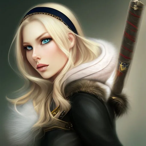 Portrait of beautiful blonde warrior