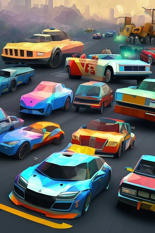 low poly game for PC with cars, unique look