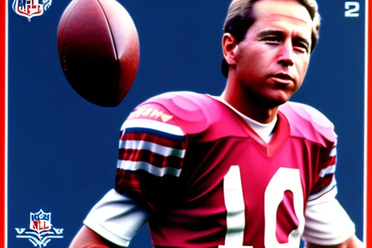 Full view Joe Biden as a football player wearing a helmet trading card packet helmet, NFL logo, fleer 1975