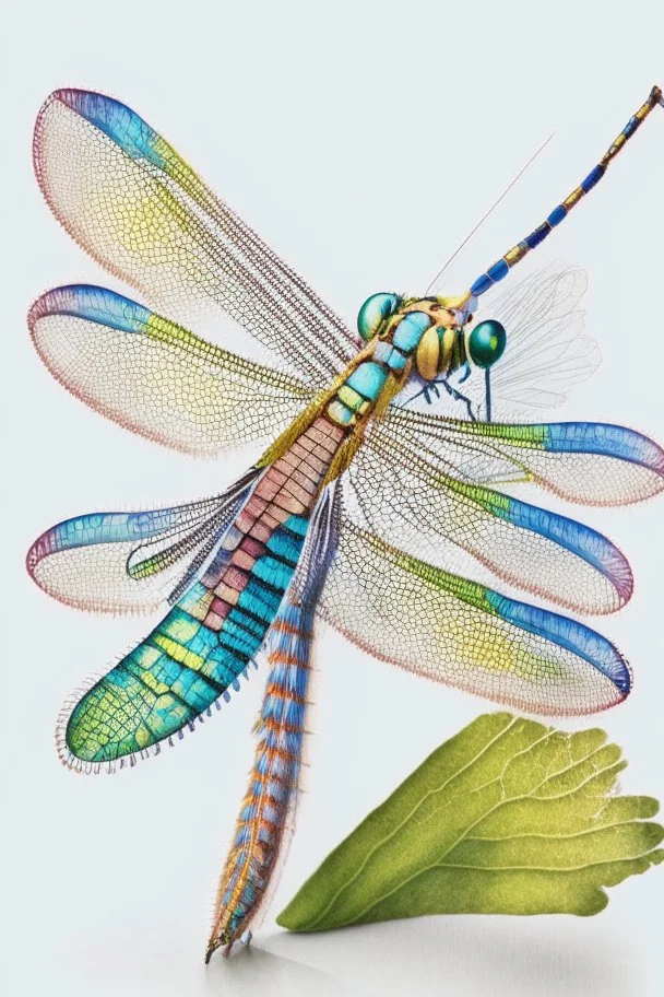 dragonfly, detailed, cute, vivid colors, white background