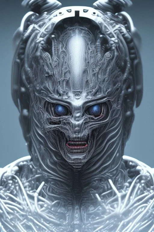 evil berserker, alien, tron, head, bitcoin eyes, 8k, finely detailed, dark light, photo realistic, hr giger