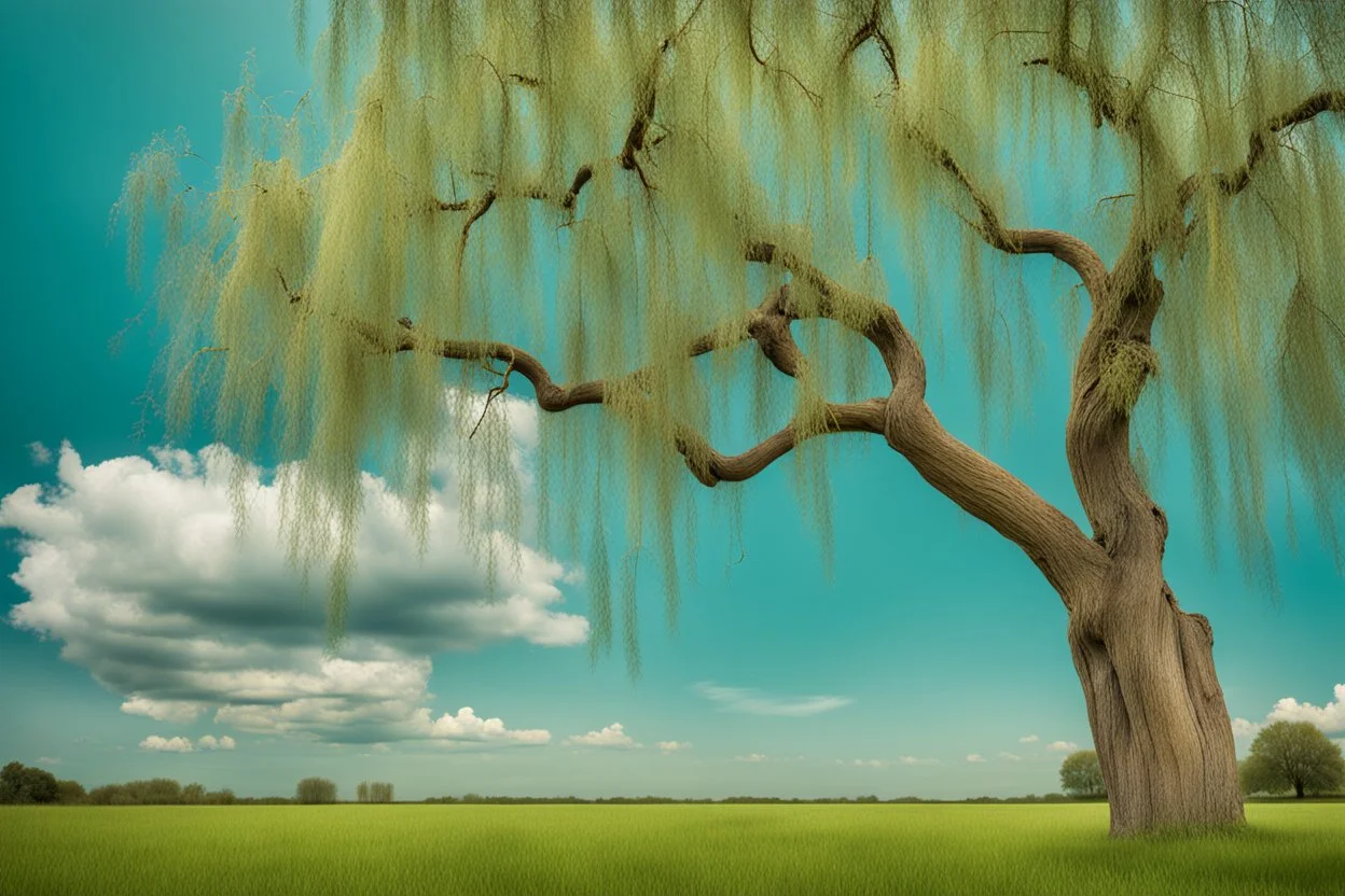 aquamarine gems, clouds, willow tree, photography