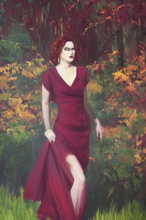 Full body portrait, painting, medium shot lady MidwestGothic