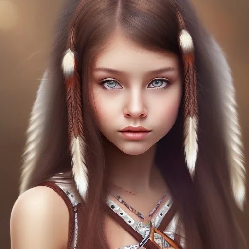 Native American girl, cute, beautiful, long hair, brown eyes