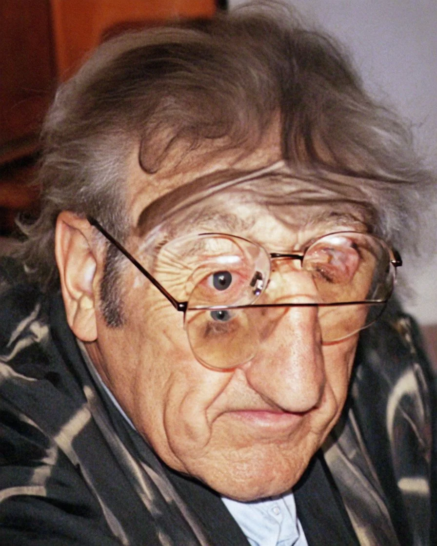 old man wearing glasses, pixar style