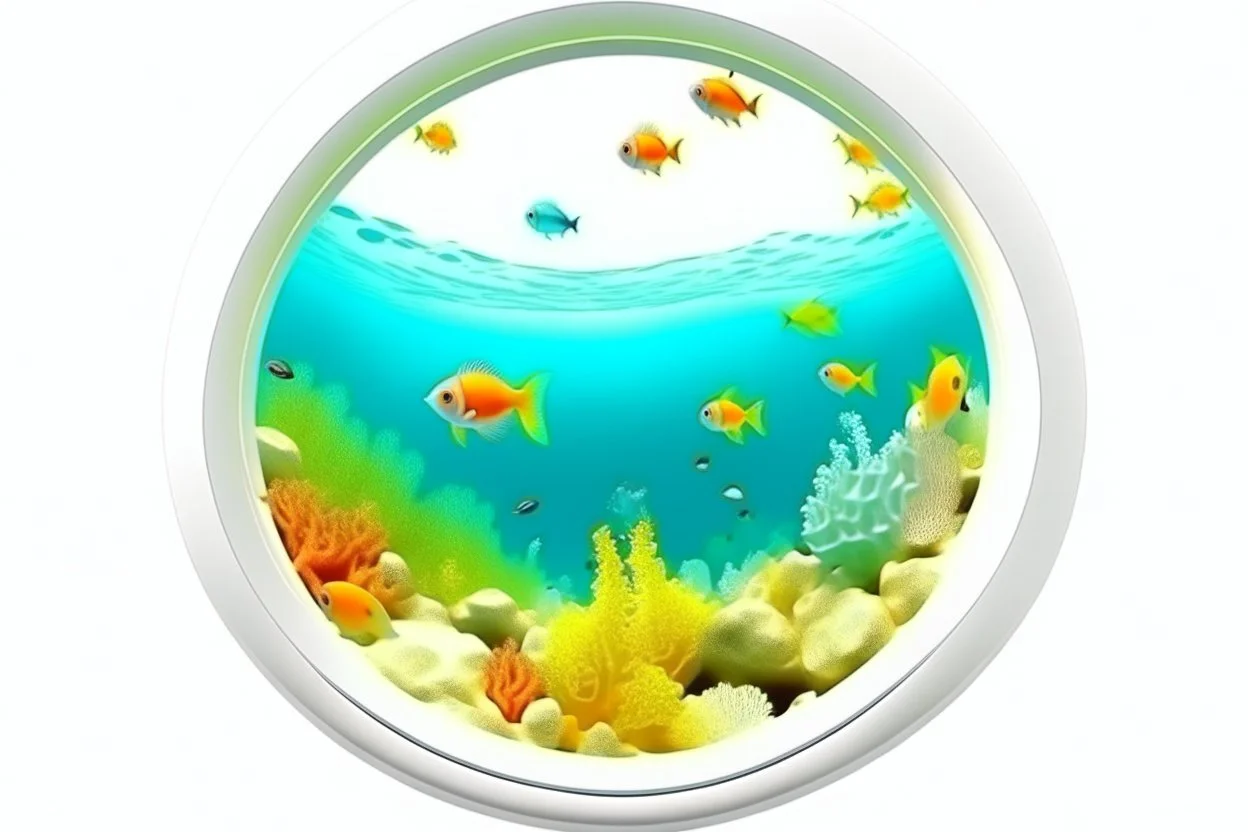 white,background,looking,through,a 3-d, hole,or,window,,a,seeing into udnerwater,tropical,fish