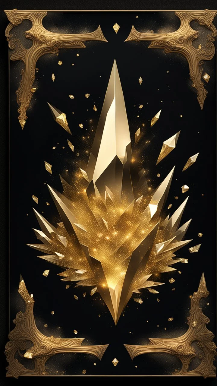 Generate a Movie Poster: "Cursed Golden Crystals" On Royal Black Velvet Background.