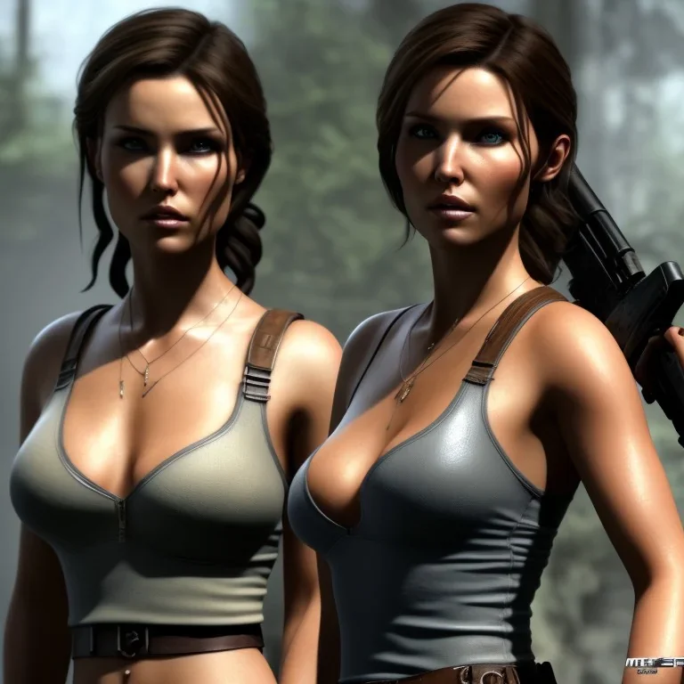 camilla luddington face in lara croft, big busty