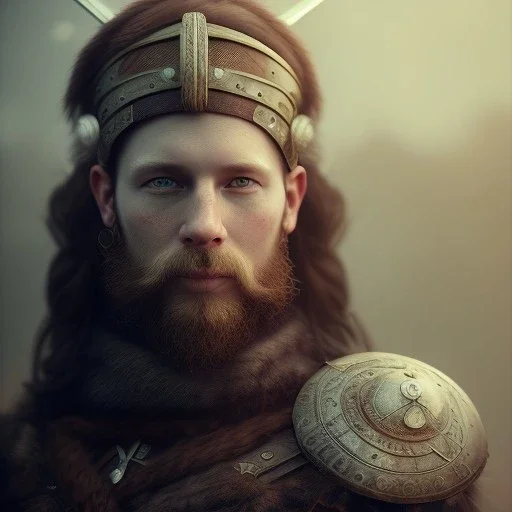 viking warrior, steam punk, realistic, made in octane, cinematic, ultra-realistic, extremely detailed octane rendering, 8K, VRAY Super Real ar 2:3, dof photorealistic futuristic 50mm lens hard lighting dark gray tintype photograph, realistic lighting, sepia color