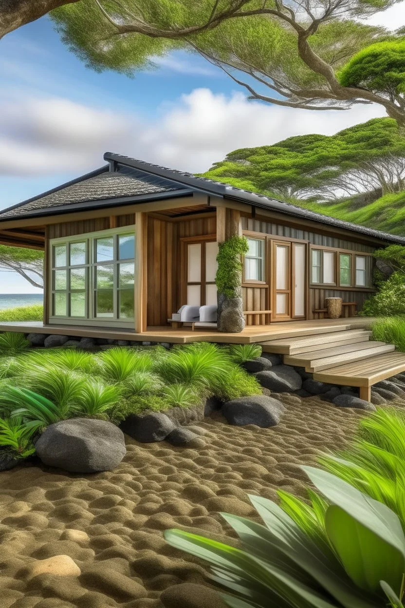 luxury eco resort hawaii outside view bungalow at the beach horizontal image