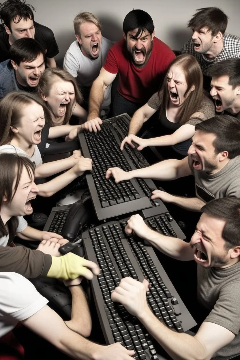 people fight with keyboards