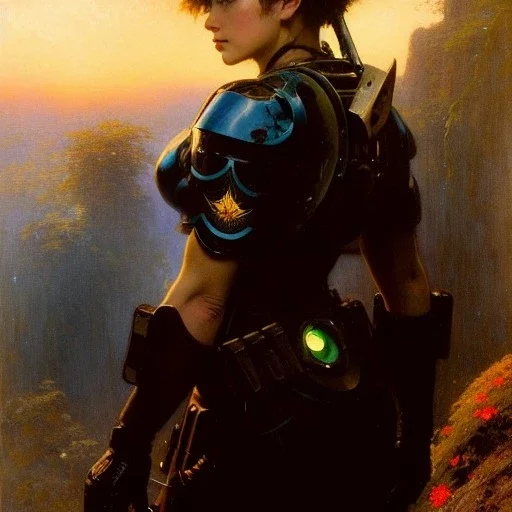 portrait of ' Deunan Knute - Appleseed Alpha',busty, painting by gaston bussiere, greg rutkowski, yoji shinkawa, yoshitaka amano, tsutomu nihei, donato giancola, tim hildebrandt, evan lee,oil on canvas, cinematic composition, extreme detail,fit full head inside picture,16k