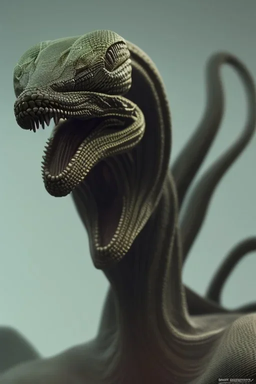 snake alien, head,8 eyes, evil, 8k, with hairs, finely detailed, photo realistic