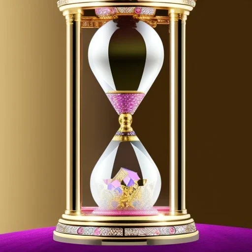 crystal ornate hourglass with a transparent body, pastel colours, transparent, rococo, Artstation, intricate detailed 8 k, ornate and jewels,