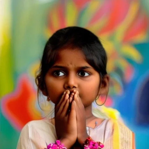 beautifull cuite indian child in prayer