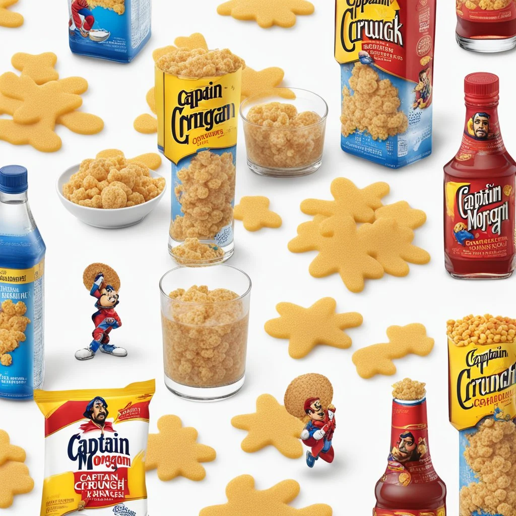 combine Captain Morgan and Captain Crunch on a white background