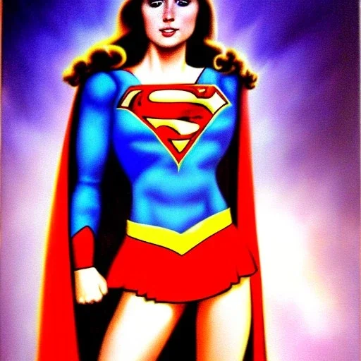 Epic full body picture portrait of busty atletic young beautiful Supergirl boris vallejo styles