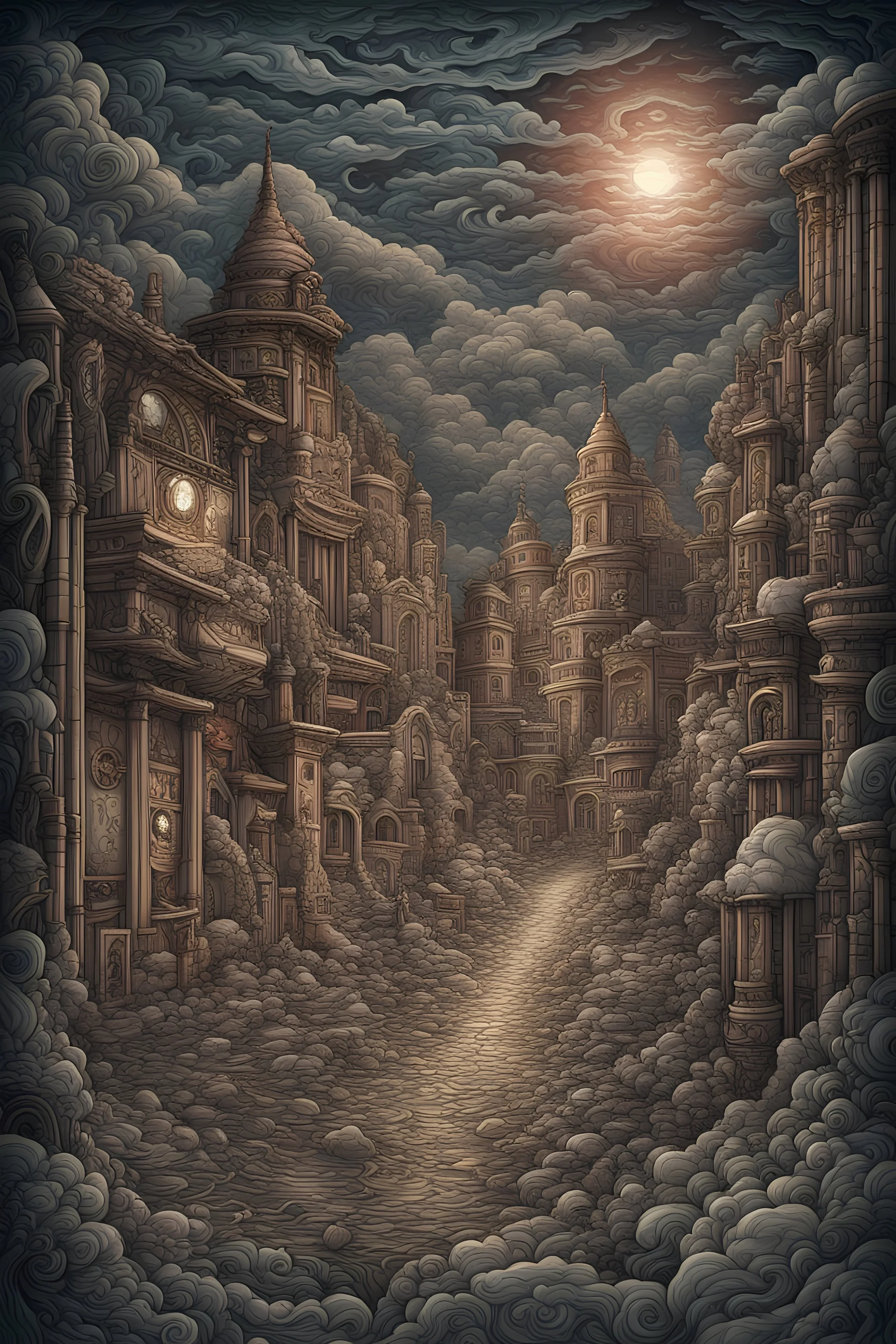 Trompe l'oeil street art on wall, mural poster Art Deco, lens wall painting graffiti wall swirling 2d poster optical illusion double exposure, caricatured, hyperbolized art on a cracked wall, best quality, Dan Mumford, Andy Kehoe, Luis Royo. cute, adorable, fairytale, storybook detailed illustration, cinematic, ultra highly detailed, tiny details, beautiful details, mystical, luminism, complex background