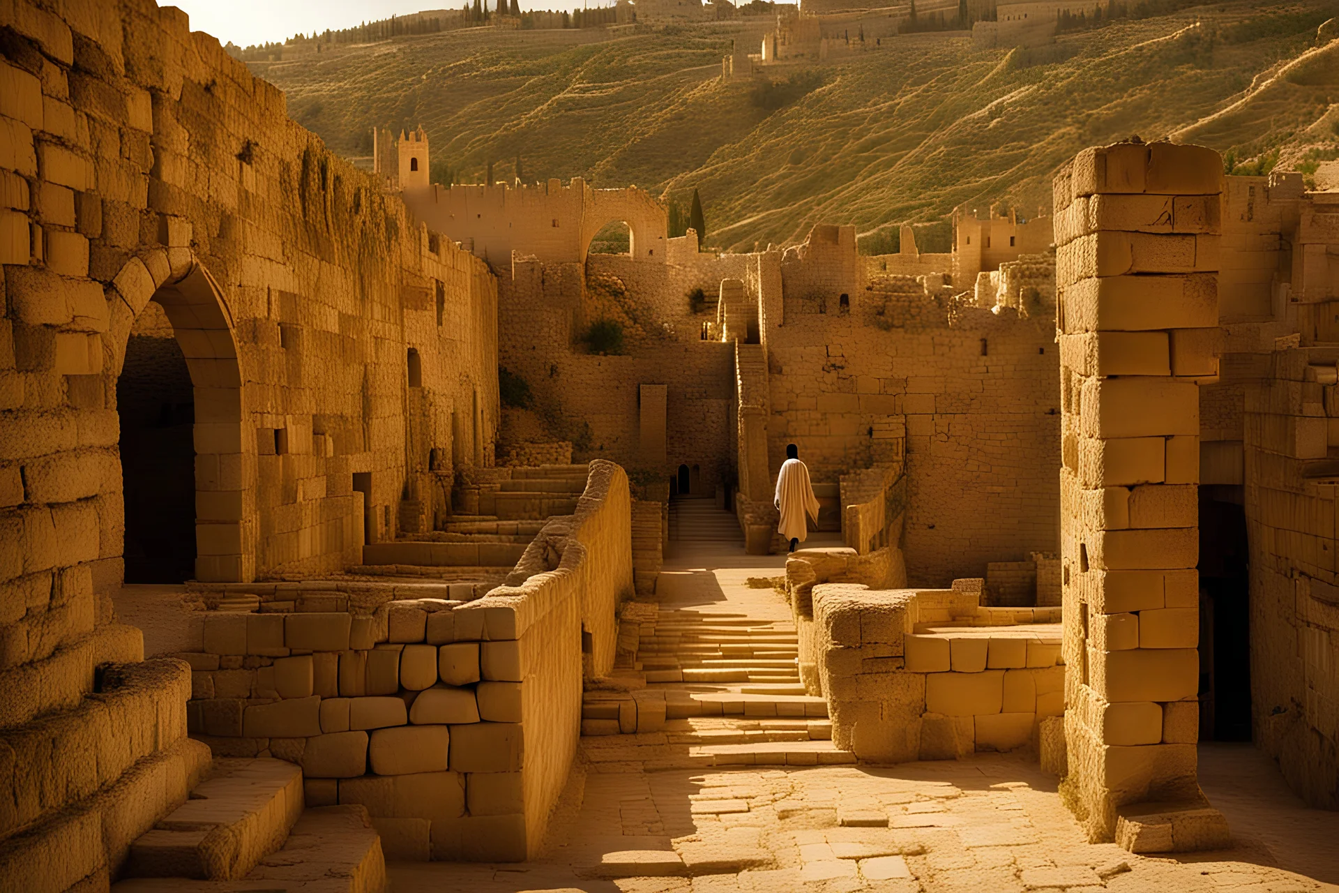 1st century City of David with Jesus Walking facing me