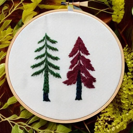 foggy forest embroidery hoop