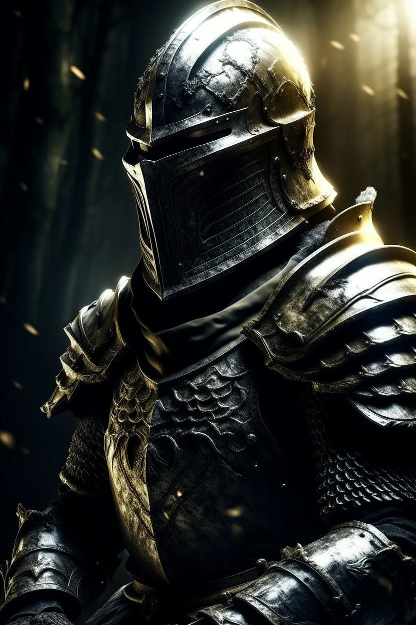 Portrait of a knight from Dark Souls videogame