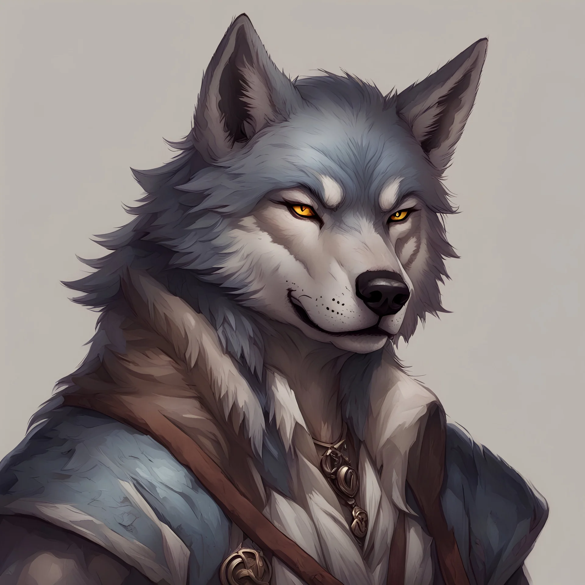 dnd, portrait of male wolf-human