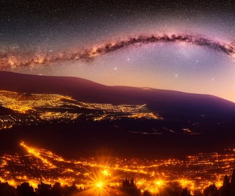 100,000,000 christians, men, women,and children, WORSHIPPING, dressed in white, beam of light from one jewish Temple, Jerusalem, hills and valley in background, dusk, andromeda GALAXY IN SKY