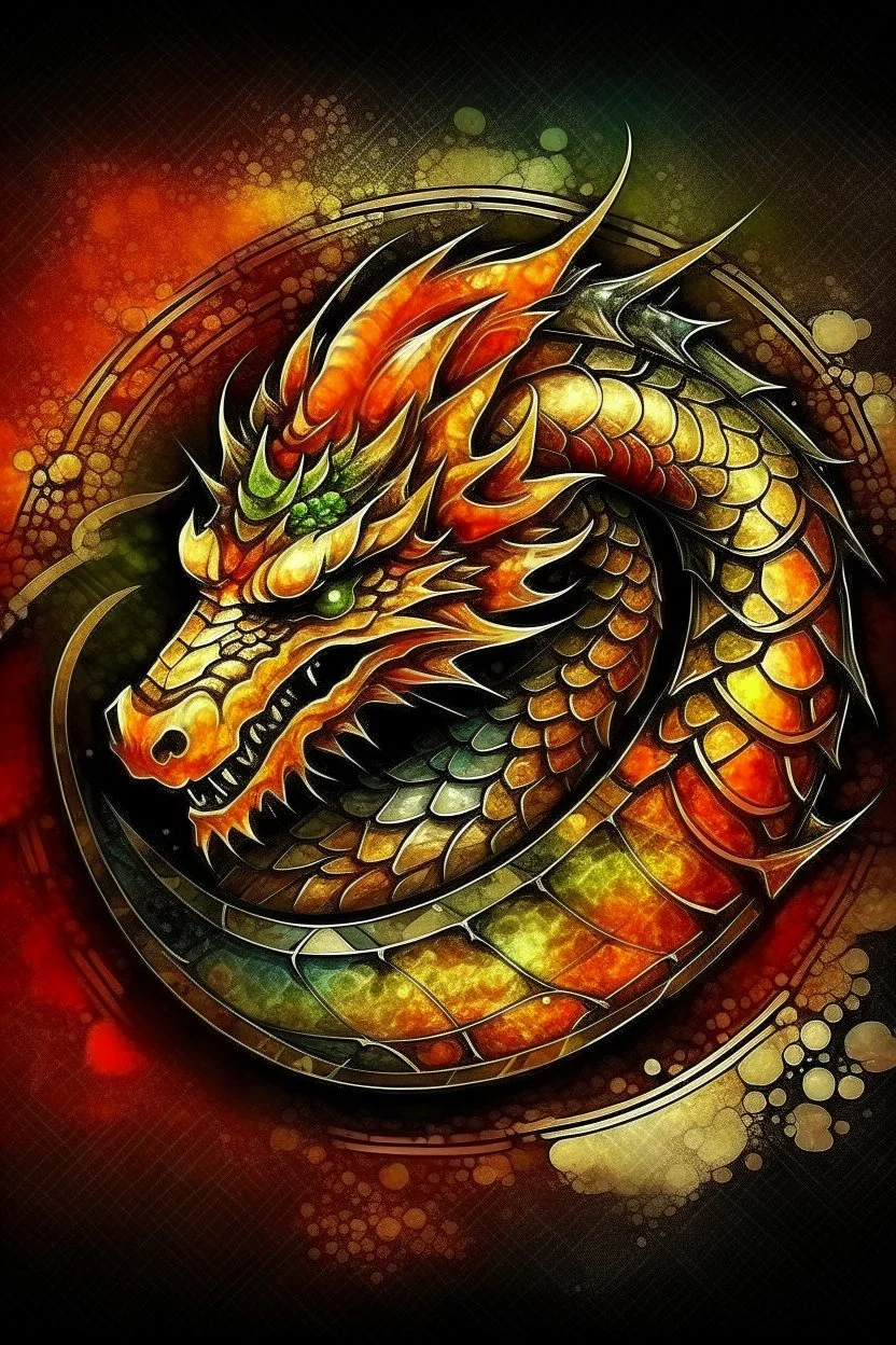 dragon paint logo, leather background