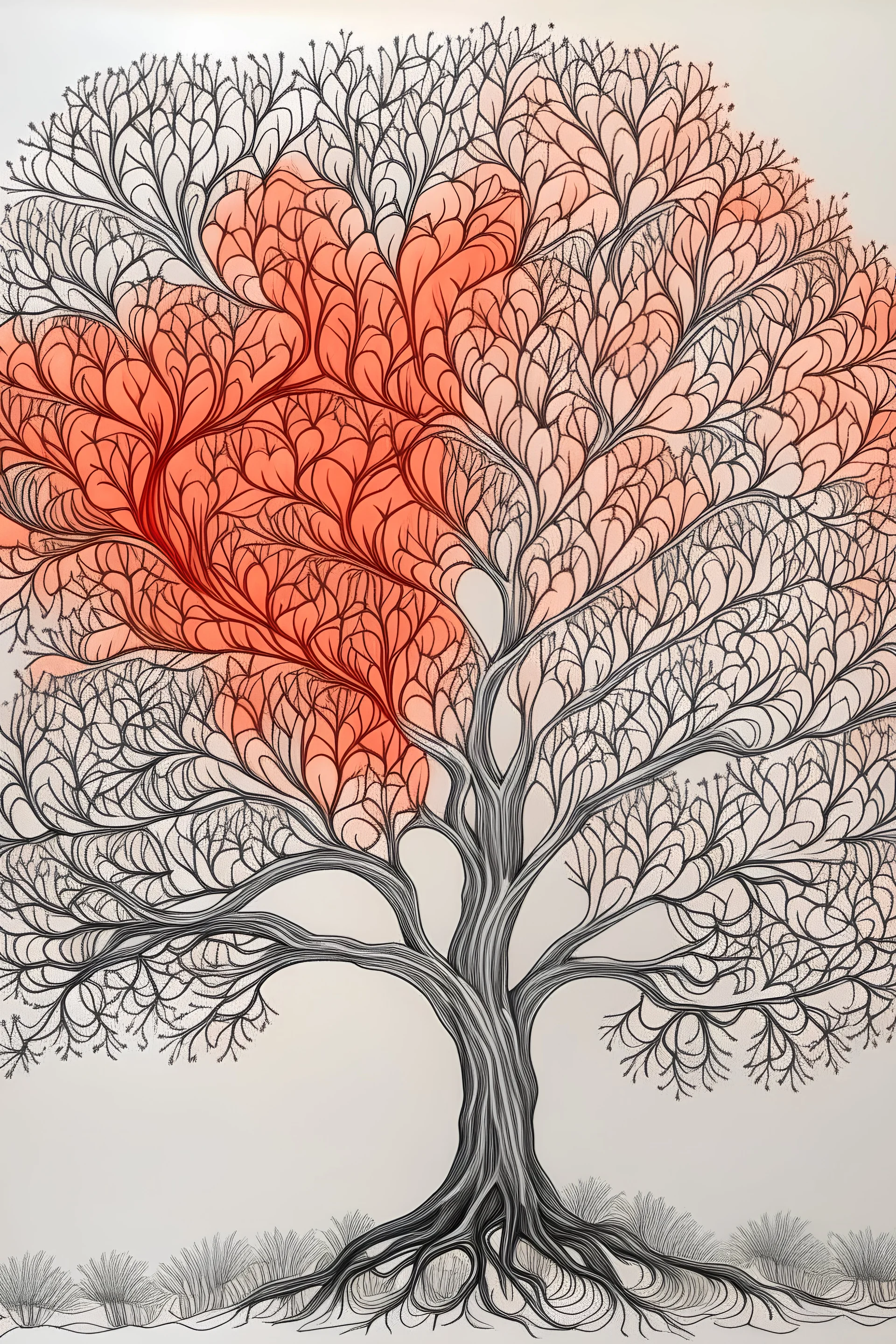 coral family tree drawing with no leaves