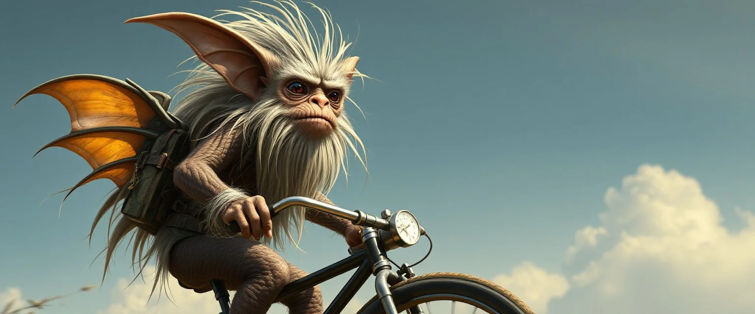 what sauron actually looks like as a hairy biker gremlin on a long long bike