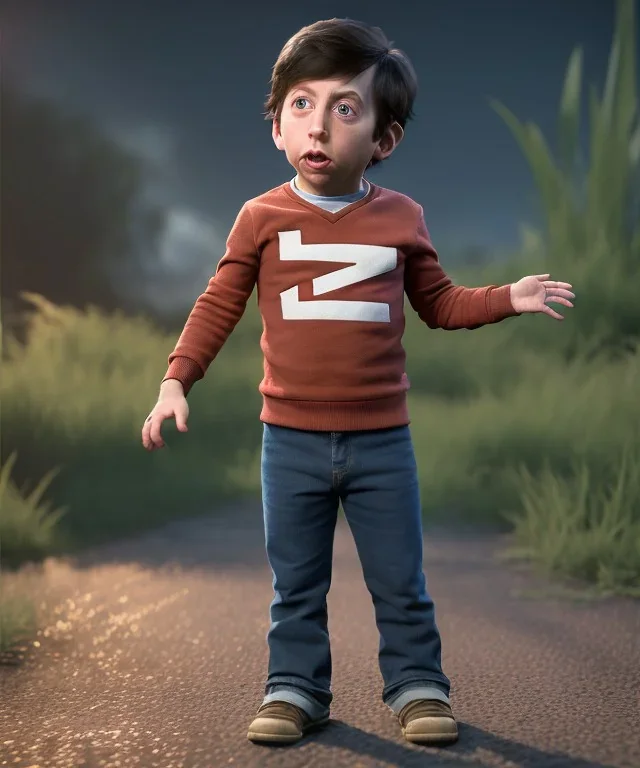 Howard wolowitz toddler, full body, dramatic lighting, angry, hyper realistic,