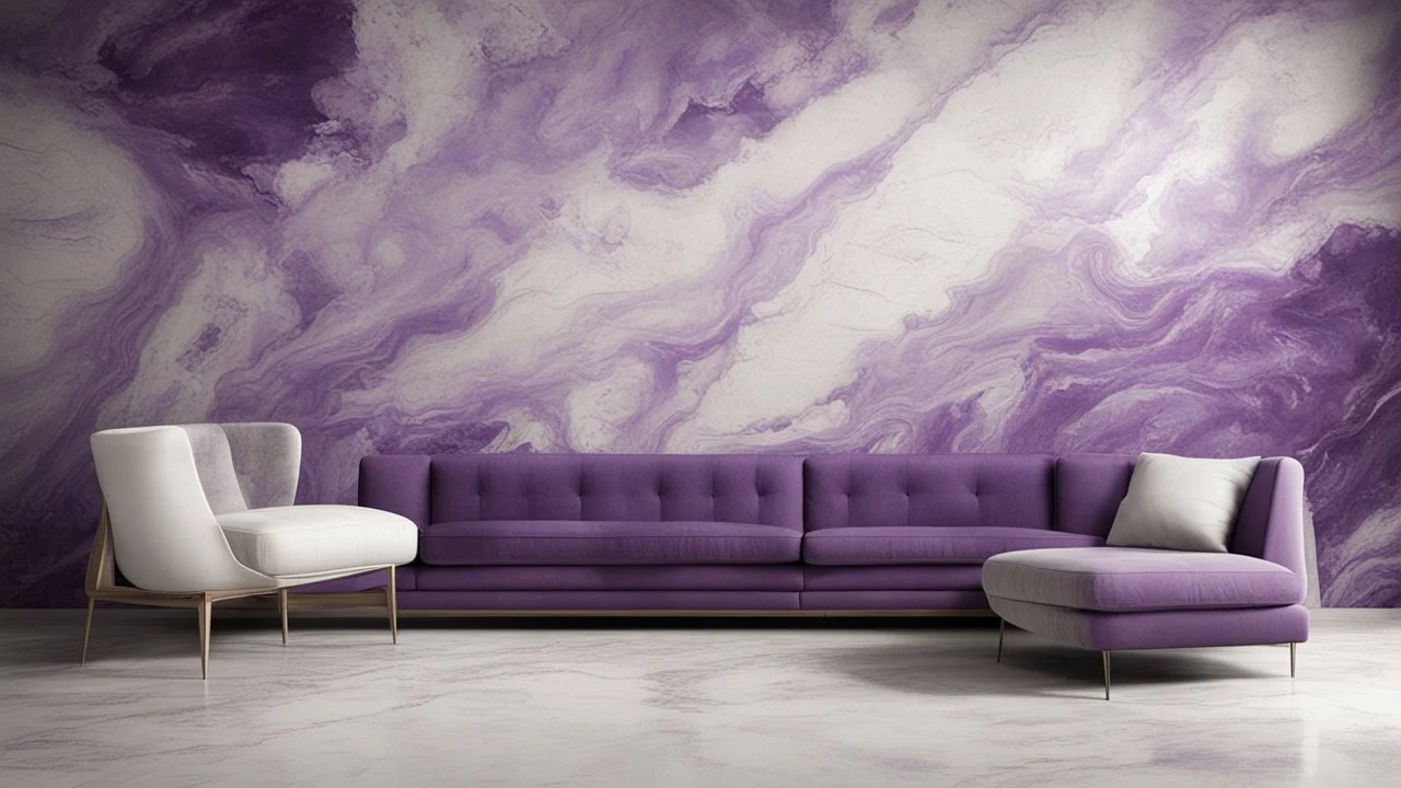 Hyper Realistic grungy-glowing-purple-&-white-scratched-marbled-fancy-wall textured-lounge-room